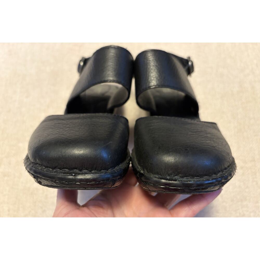 Born Black Leather Slingback Clogs Comfort Shoes Women’s Size 7 Closed Toe - Picture 6 of 10